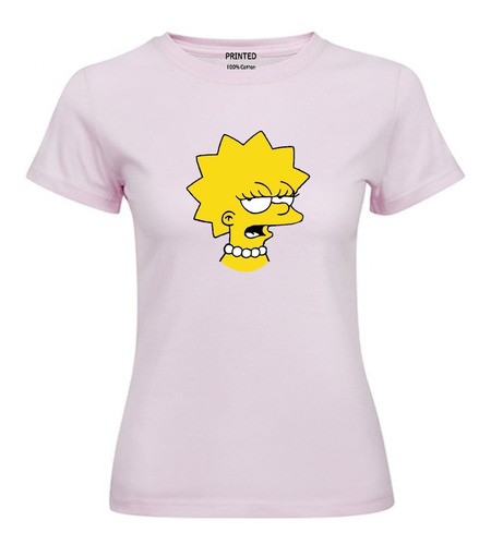Polera Mujer Algodón Estampada Lisa Simpson