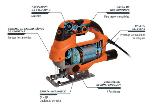 Sierra Caladora Vel. Variable 750 W Profesional Truper 15423