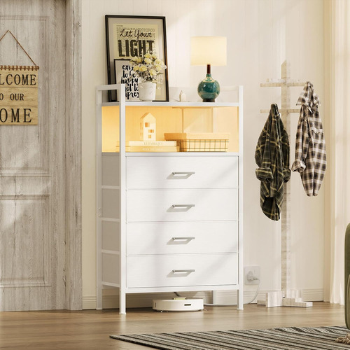 Cómoda Blanca Para Dormitorio De Niñas, Cómoda De 4 Cajones