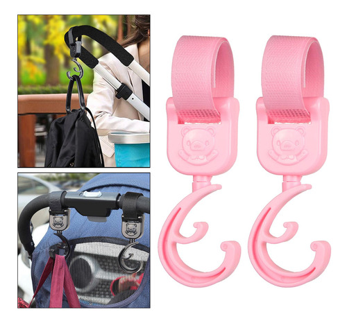 Para Cochecito De Bebé, Ganchos Para Carrito De Bebé, Rosa
