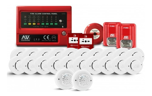Imagen 1 de 3 de Kit Sistema Incendio Convencional 4 Zonas Con 20 Detectores