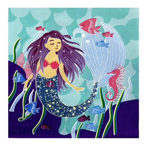 Servilleta Sirena - 33 X 33 Cm - 20 Unidades