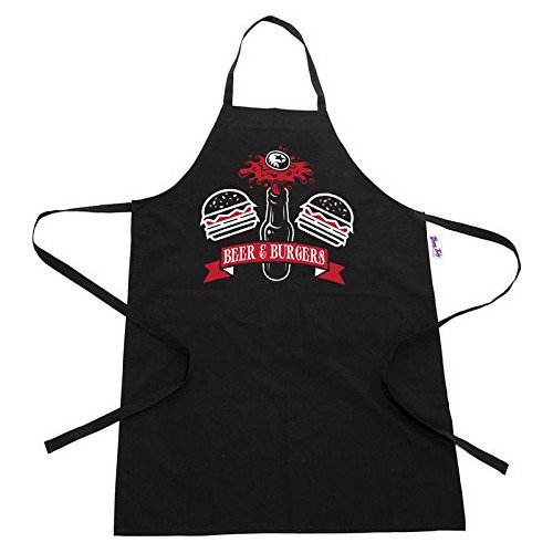 Bbq Apron Funny Aprons For Men Beer & Burger Barbecue Grill 