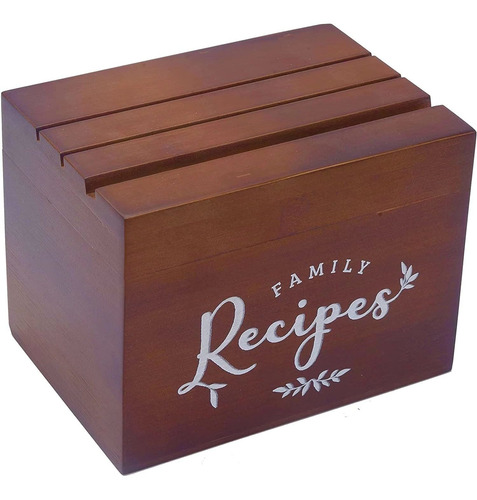 Caja De Recetas De Madera  Con 150 Tarjetas De 4x6 PuLG...