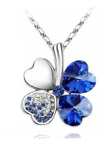 Set Joyería De Trébol Collar + Aretes Cristal Austriaco