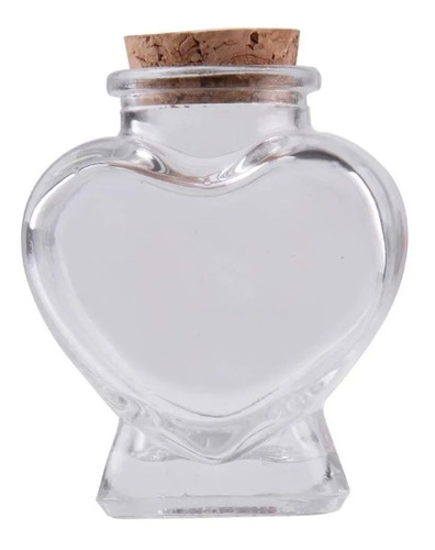 20 Botella De Corazón Con Tapa De Corcho Frasco Vidrio