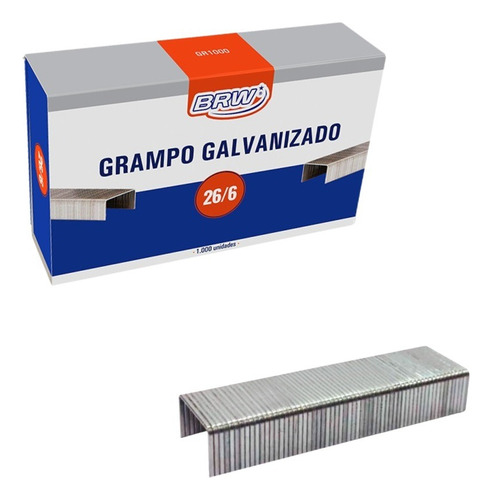 Kit 10 Caixas De Grampo 26/6 Galvanizado 1000 Un. Cada Brw