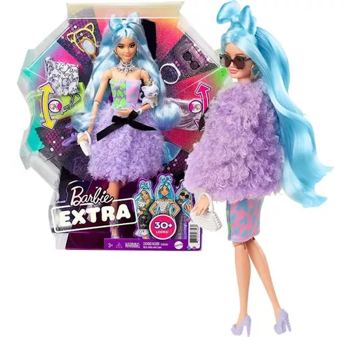 Boneca Barbie - Extra - Barbie Com Saia e Bolsa Roxa - Mattel