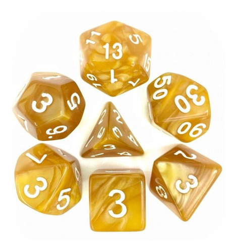Set Dados X 7 Rol Dorado Gold + Bolsa - Dungeons And Dragons