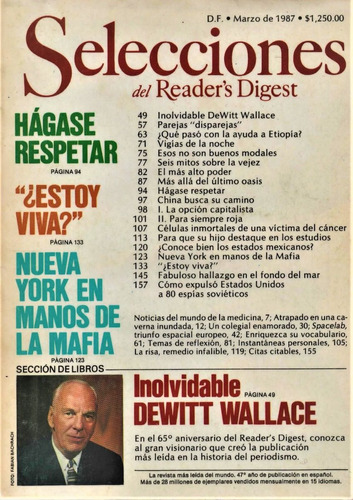 Selecciones Marzo 1987 - Dewitt Wallace - Nueva York