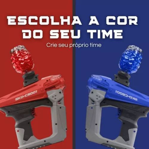 Kit Arminha de Brinquedo Lança Orbeez Gel Automatica Vermelha e