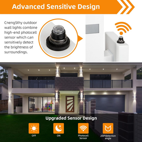 Luces De Pared Para Exteriores Con Sensor De Anochecer A Ama