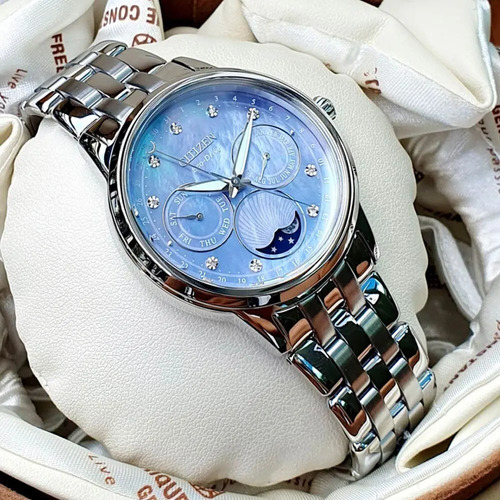 Reloj Citizen Eco Drive Calendrier Para Mujer Original Color de la correa Plateado Color del bisel Plateado Color del fondo Azul acero