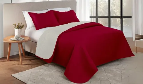 Colcha Dupla Face Duo Color Cobre Leito Casal 3 Pçs Matelado