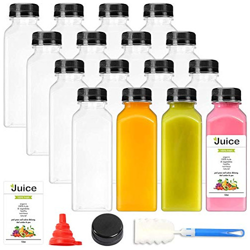 16pcs 12oz Vacían Botellas De Zumo De Plástico Tapas ...