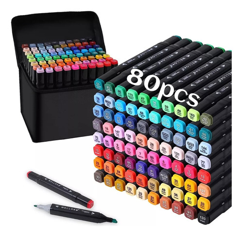 Set Marcadores Doble Punta 80pz Lapices Colores Plumones