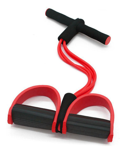 Extensor Para Exercicio Fisico Elastico 4 Tubos Vermelho