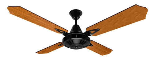 Ventilador de techo Giramas VT-855NI negro con 4 palas color  marrón de  madera, 120 cm de diámetro 220 V