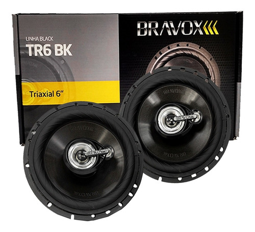 Kit Par Alto Falante Triaxiais 6 Polegadas 160w Bravox Top Cor Preto