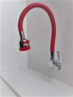 Grifo Flexible A La Pared Rojo Perilla Costado