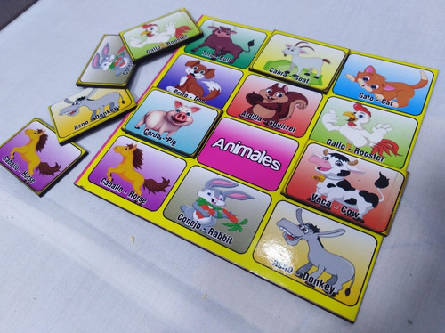 Lotería Didáctica Infantil Bilingüe Madera 5 T 60 F