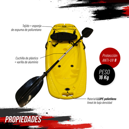 PSK Kayak Infantil 2m Con Remo Y Asiento Color Amarillo