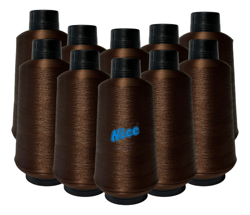 Kit Fio Overloque 500g - 10 Cones Colorido Cor Café