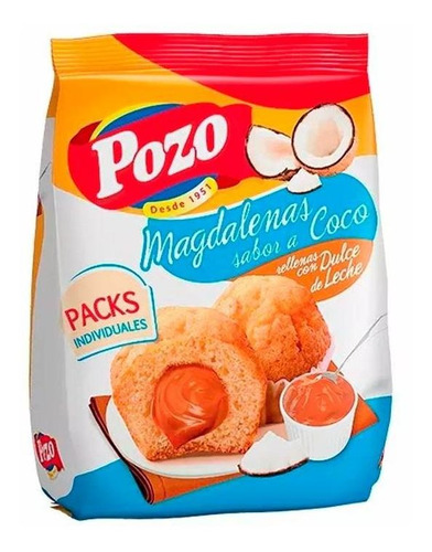 Pack X 12 Unid. Madalenas  Coco  Dulce Leche 220 G Pozo Gal