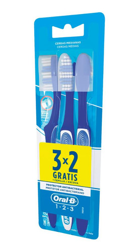 Escova Dental Média Oral-b 1-2-3 Leve 3 Pague 2 Unidades