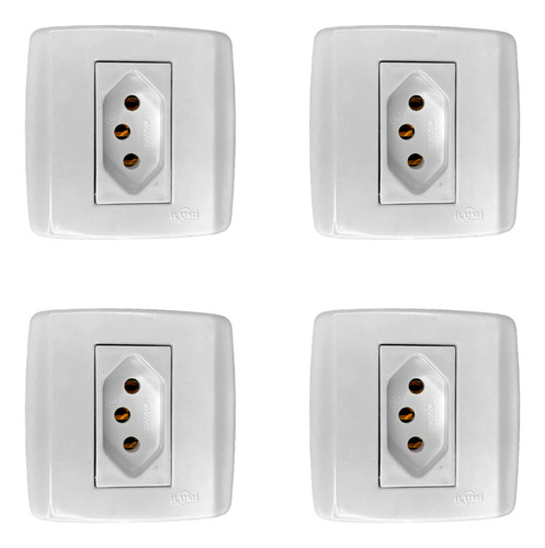 Kit 4 Tomada Sobrepor 20a 250v 2p+t Box Slim Ilumi Fixação X