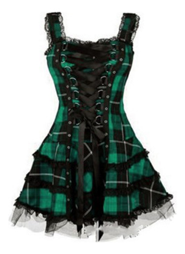 Vestido Feminino Com Estampa Xadrez Sem Mangas De Malha De R