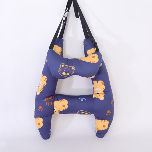 Almofada de dormir em forma de H para carro com encosto de cabeça, cor vermelha clara, meninas