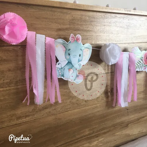 Guirnalda 1 Metro Colgante Elefante Bebe Baby Shower Cumple