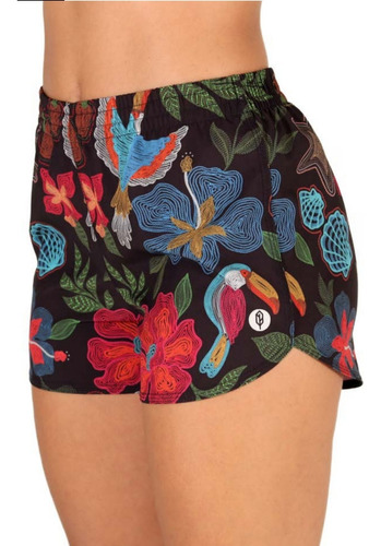 Short Surf Feminino Tecido Flexível Secagem Rápida Pena 