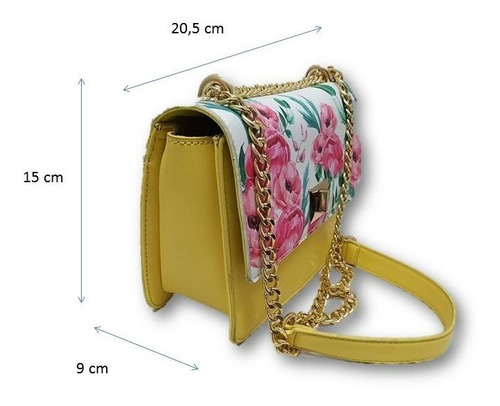 Imagen 6 de 6 de Bolso De Dama Con Correa Cadena Y Flores