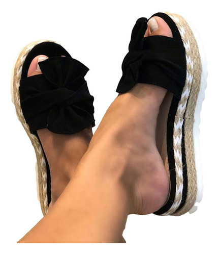 Mujeres Bowknot Playa Verano Zapatillas Plataforma Tacón Pen