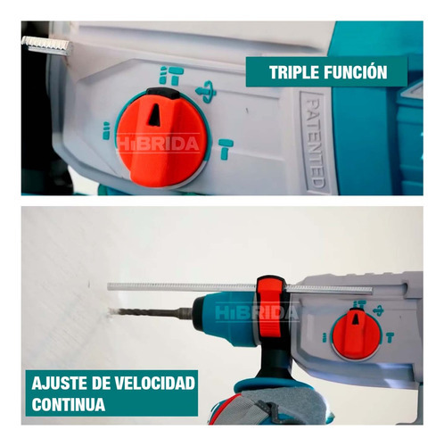 Martelo rotativo sem fio total de, industrial - motor sem escova, sem carbono - 2 J, suporte Sds Plus - com 2 baterias de íon de lítio de 4,0 ah, carregador e estojo - Trhli202287