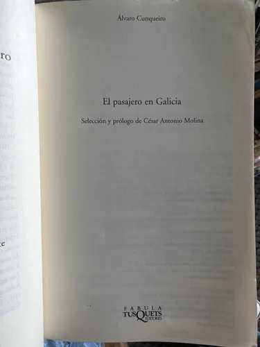 El Pasajero En Galicia - Álvaro Cunqueiro Tusquets Original (Usado)