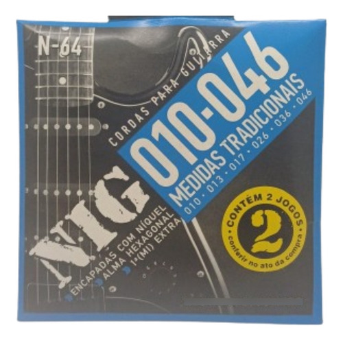 Encordoamento De Guitarra Nig Duplo 2n64 010 2 Pack 4 Jogos