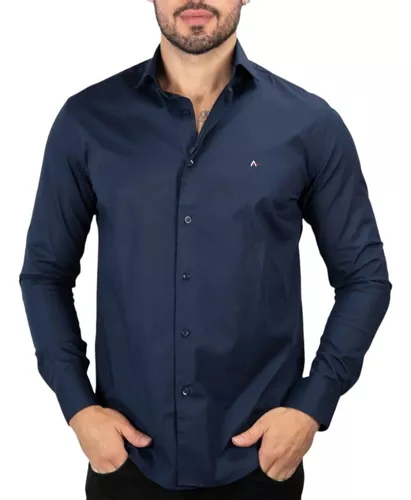 Camisa Slim Tech Flex Micro Xadrez Azul C/Branco - Aramis