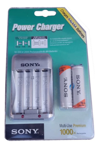 Baterias Recargable Doble Aa 4600 Mah C/u Con Cargador Sony 