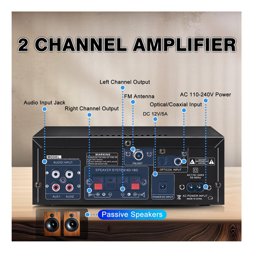 Woopker Ak55 Bluetooth 50 20 Canal 450w Power Stereo Para