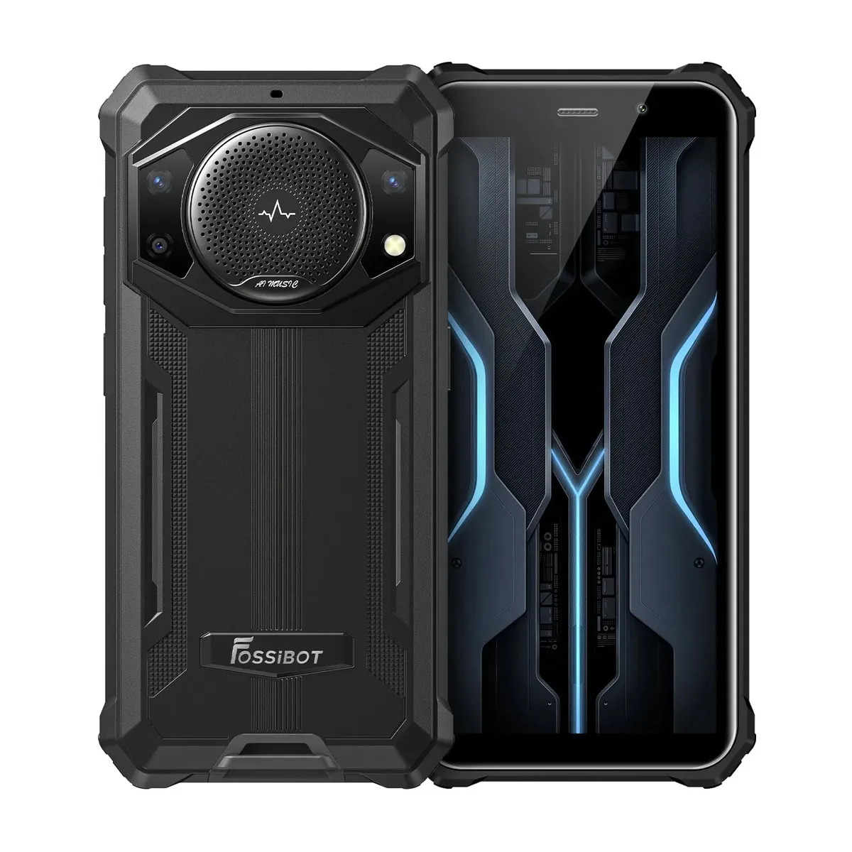 Altavoz móvil robusto FossiBot F101 P 123dB, 4G, 7 GB+64 GB, pantalla HD+ de 5,45 pulgadas, cámara de 24 MP + 5 MP, batería de 10600 mAh, Android 13, IP68/, IP69K, negro