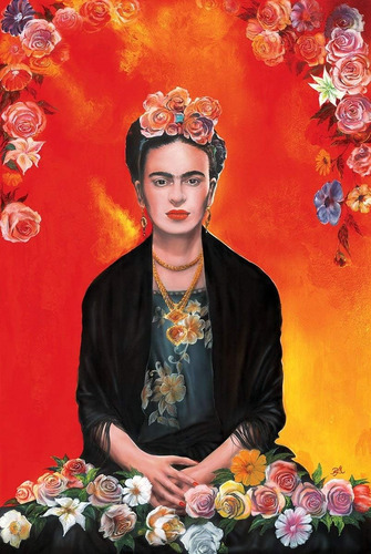 Cuadros  Frida Kahlo Meditando 120x80 Cm Super Resolusion