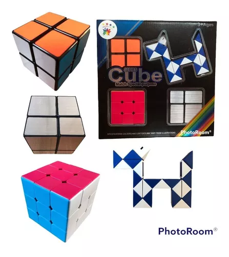 Kit 4 Cubo Mágico 2x2 + 2x2x2 + 3x3x3 + Pirâmide Magic Cube em