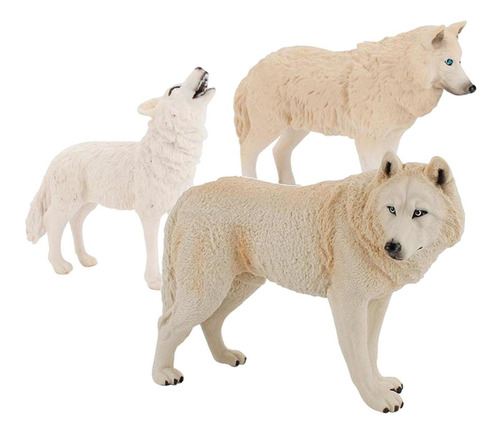 3 Piezas De Animales Salvajes Lobos Figura Decorativa Animal
