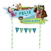 Comprar Topper Para Torta Masha Y El Oso Adorno Torta Pincho Celeste