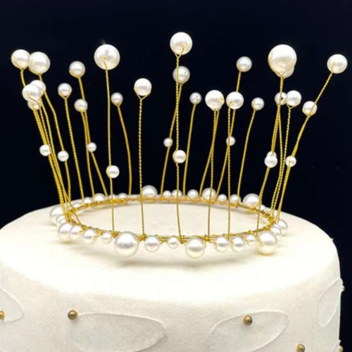 Topper Tarta Corona Con Perlas 