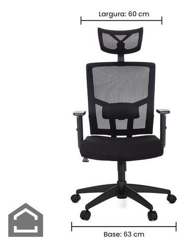 Cadeira P/escritório Presidente Giratória Ergonômica-anima Cor Preto Material Do Estofamento Tecido Poliéster Com Espuma Laminada