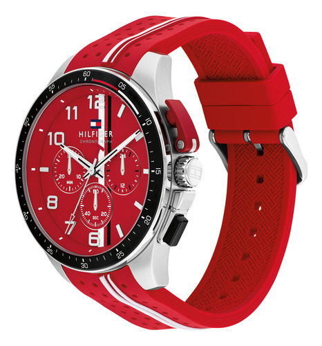 Tommy Hilfiger Reloj Hombre Bank Rojo 46.00mm Silicón